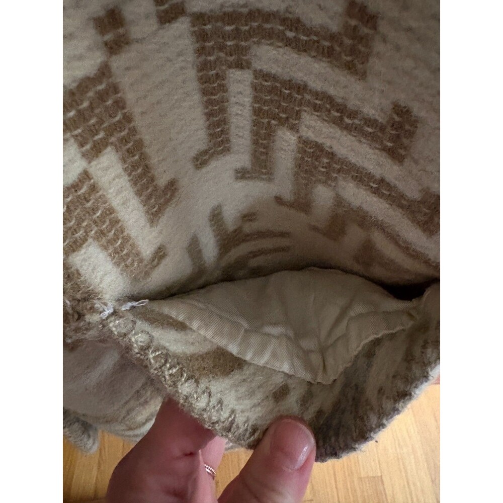VTG Lands End Wool Coat Blend Aztec Print Jacket Beige Tan Southwest Geometric - Picture 5 of 16